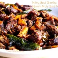 Nadan Beef Ularthu (Spicy Beef Fry/Roast Kerala Toddy Shop Style)